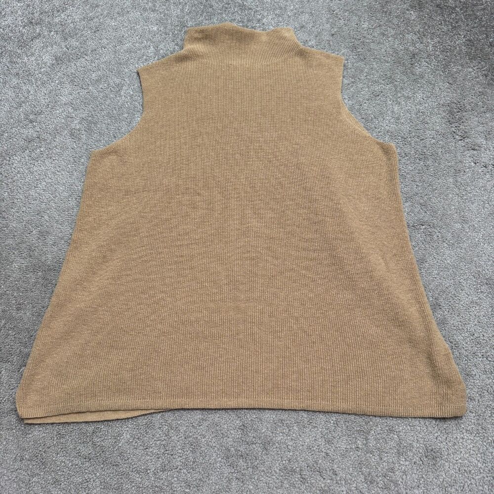 Chicos Mock Neck Sweater Vest Womens 4/2XL Camel Coolmax Knit Sleeveless Stretch